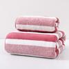 Non-Shedding Super Absorbent Towel Ultra-Soft Dual-Tone Striped Bath Towel