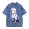 Emilia Re ZERO Starting Life In Another World Anime Clothing Men Women T-shirts Washed T Shirt Retro Cotton Tshirt Harajuku Tops
