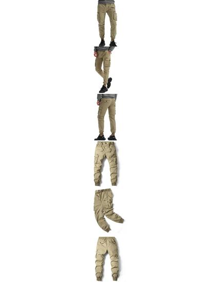 2024 Spring/Summer Men's Fashion Casual Solid Color Cargo Pants 8017 Plus Size