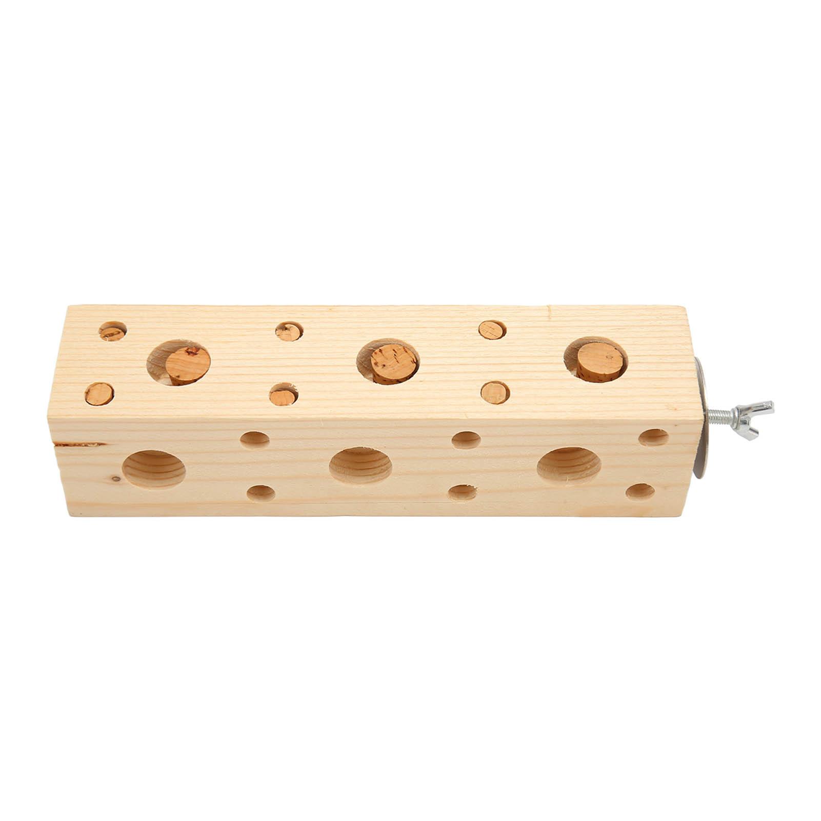 Jouets à mâcher en bloc de bois pour oiseaux   Jouets d'entraînement à la recherche de nourriture Puzzle Jouets à déchiqueter et à mordre Jouets de dentition en bois