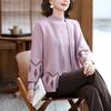 National Style Sweater Suit Fashionable Cardigan Jacket Middle-aged and Elderly Women's Mothers' New Style Plus Velvet Warm Two-piece Set