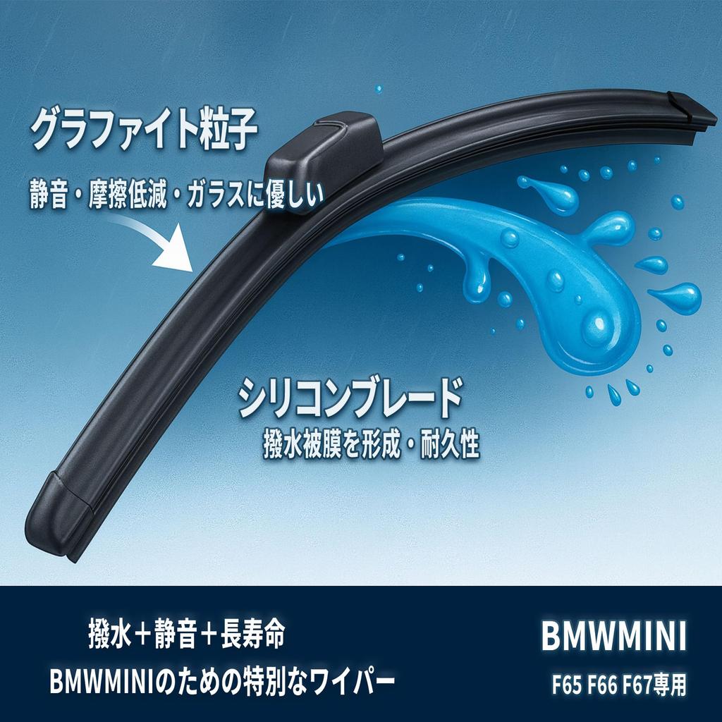 AeroBlade Silicone Wiper Blades with Graphite Powder for BMW MINI and Set of 2 Includes Installation TJK Original Parts Water-Repellent F65, F66, F67,