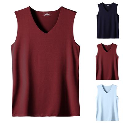 Haut sans manches à col en v pour hommes, haut d'été en soie glacée, sans trace, fin, respirant, couleur