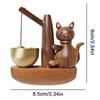 Bell For Door Opening Magnetic Fishing Cat Door Chime Playful Fishing Cat Wind Chime Magnetically-Attached Wood Doorbell Home