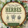 Vintage French Country Herb Tin Sign Round Tarragon Chamomile Marjoram Rustic Kitchen Farmhouse Wall Decor