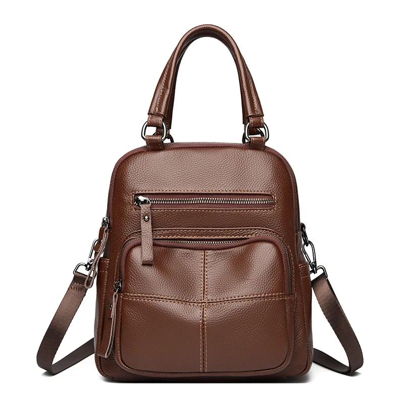

Multifunctional Genuine Leather Fashion Women s Large Capacity School Travel Shoulder Bag