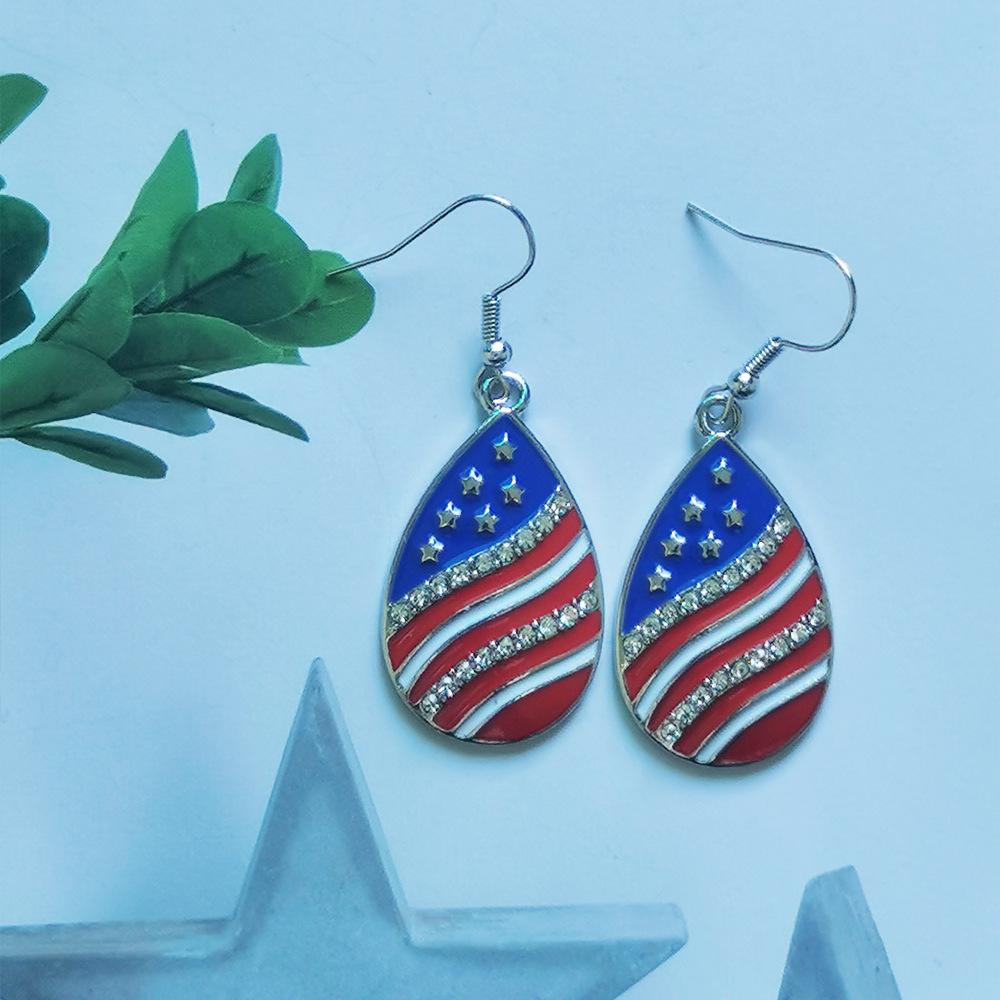 2024 Trending European & American Independence Day Rhinestone Star Flag Women's Earrings