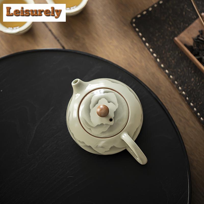 180ML Mountain Flower Ru Kiln Porcelain Xi Shi Teapot Creative Tea Infuser Pot Tea Brewing Kettle With Strainer Tableware Craft