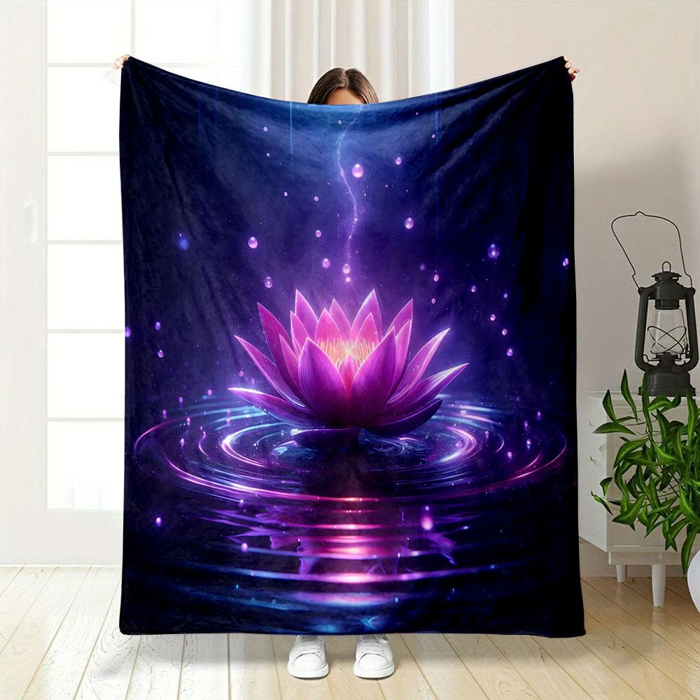 Glowing Lotus Blossom Tranquility Print Blanket Soft and Cozy Perfect for the Living Room Bed Sofa or a Nap,gift
