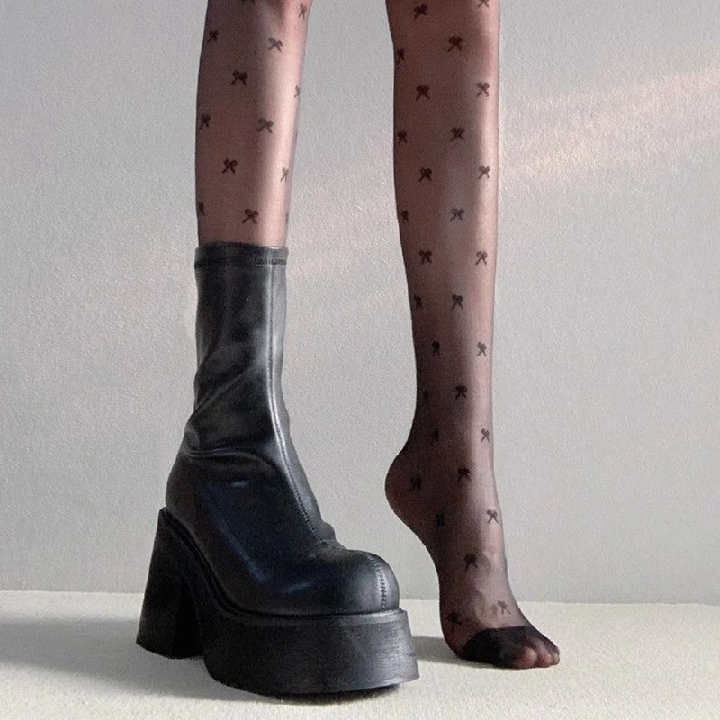 Thick-soled Martin Boots Women's 2025 New Small Slim Medium Tube Knight Boots Thick Heel Short Boots Slim Boots Ins