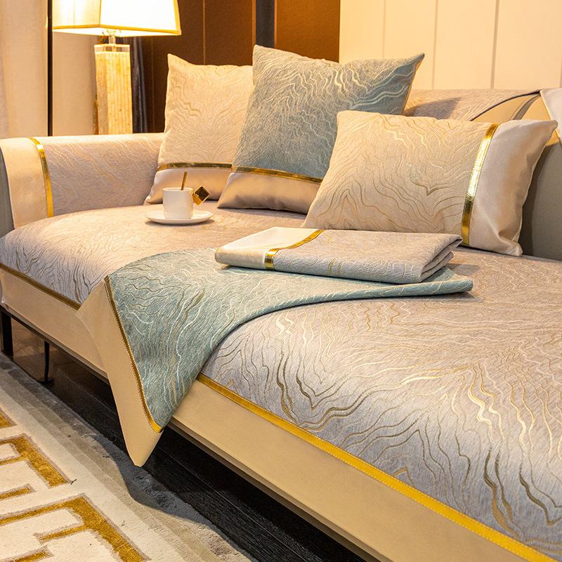 Light Luxury Non-Slip Sofa Cushion, Simple Modern Sofa Cover, High-End Chenille Four-Season Universal Seat Cushion Cover