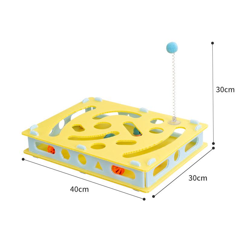 Detachable Plastic Puzzle Cat Toy Box with Spring Cat Stick Washable Hole Picking Fun Interactive Kitten Toys Giochi Per Gatti