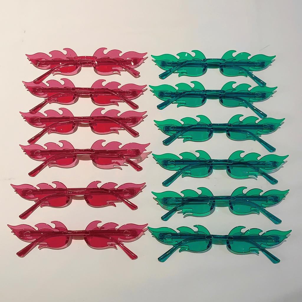 12 Pairs Per Set Flame Shaped Sunglasses New Fashion Rimless Candy Color Party Shades Trendy Design Colorful Sun Glasses