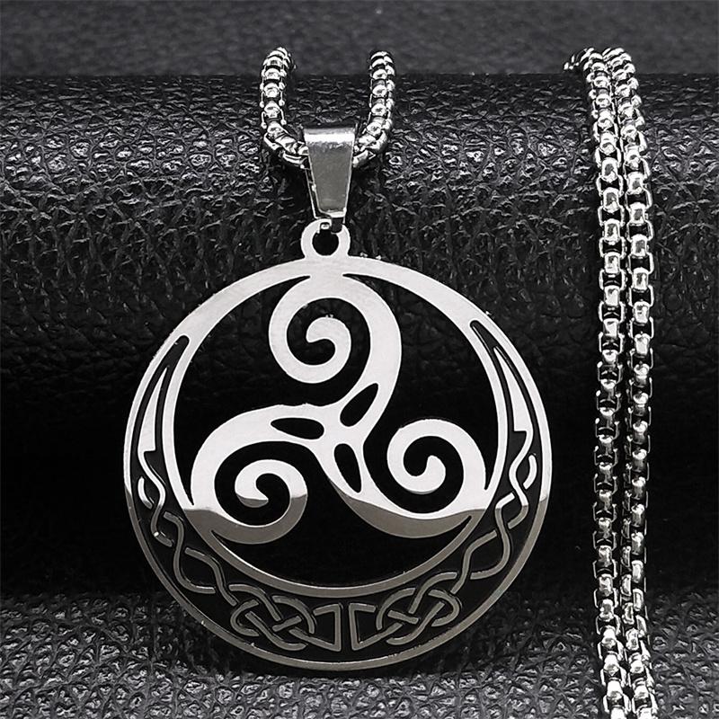 Mondknoten keltisch irisch Halsketten Edelstahl Hexenmond Amulett Schutz Kette Halskette Schmuck collier luna N8145S1