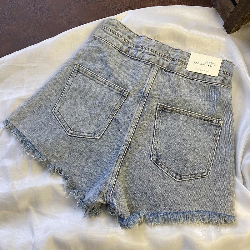 High Waist Ripped Denim Shorts: Women's A-Line, Loose Fit, Super Short Hot Pants for Summer