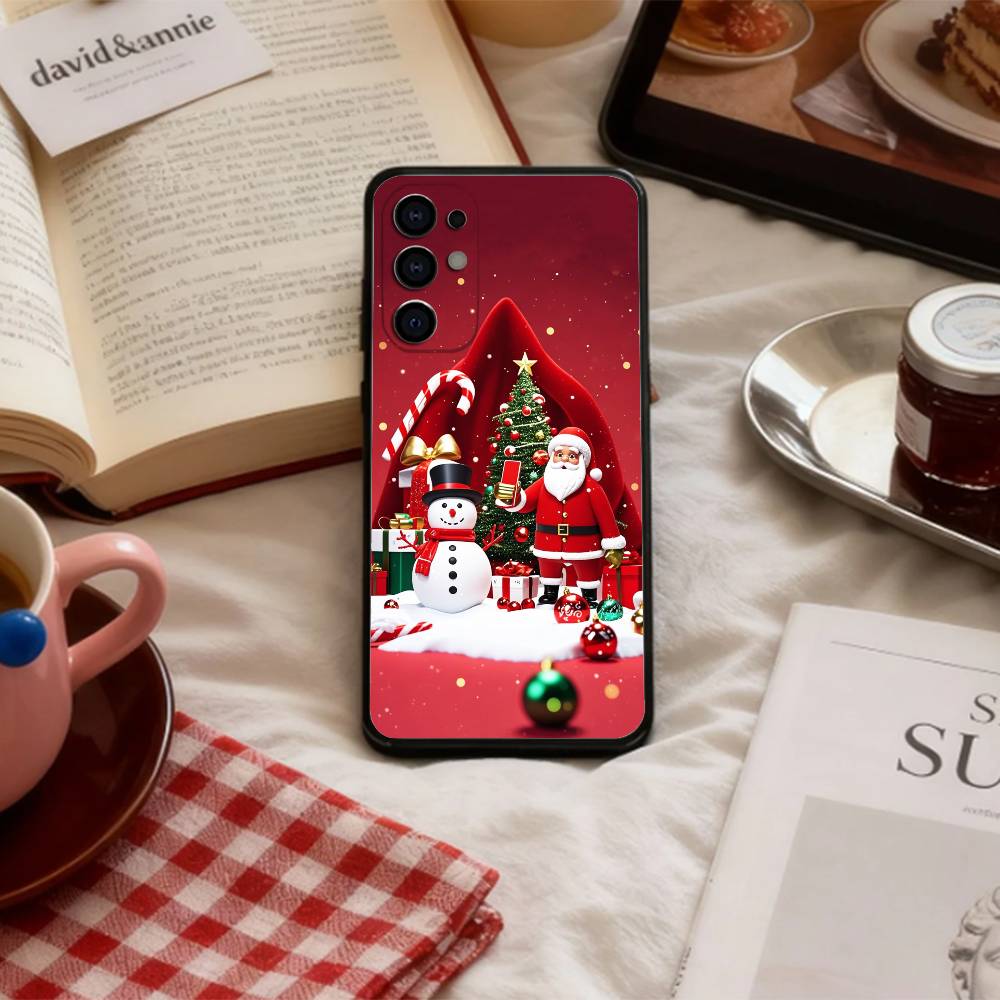 C-Christmas C-Cartoon Santa Silicone  Phone Case For Samsung S 25,24,23,22,30,21,10,9,Ultra,Plus,Lite,FE,4,5 G Soft Black Case