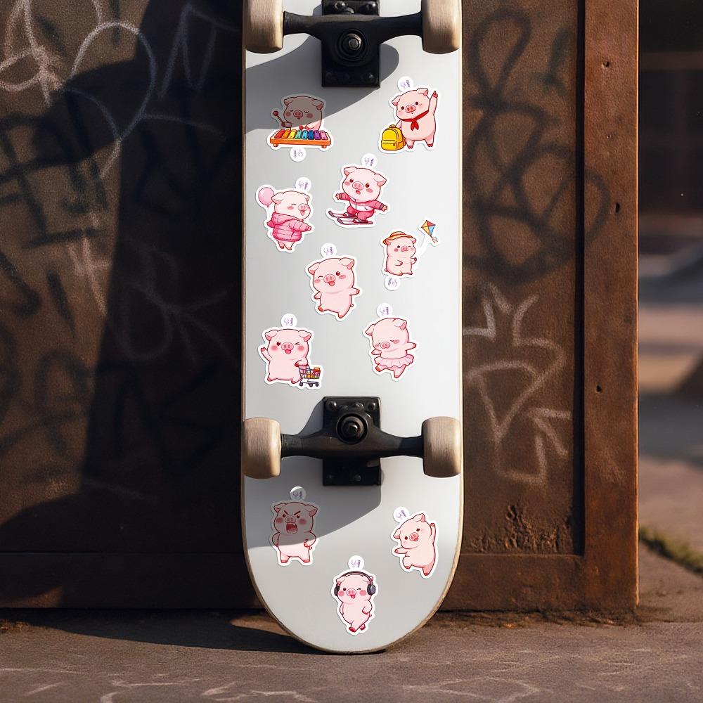 Cute Pig Stickers Waterproof Decal PVC Kawaii Cartoon Pink Piggy Sticker Decoration Water Bottles Tablets Scrapbook Phone Case.