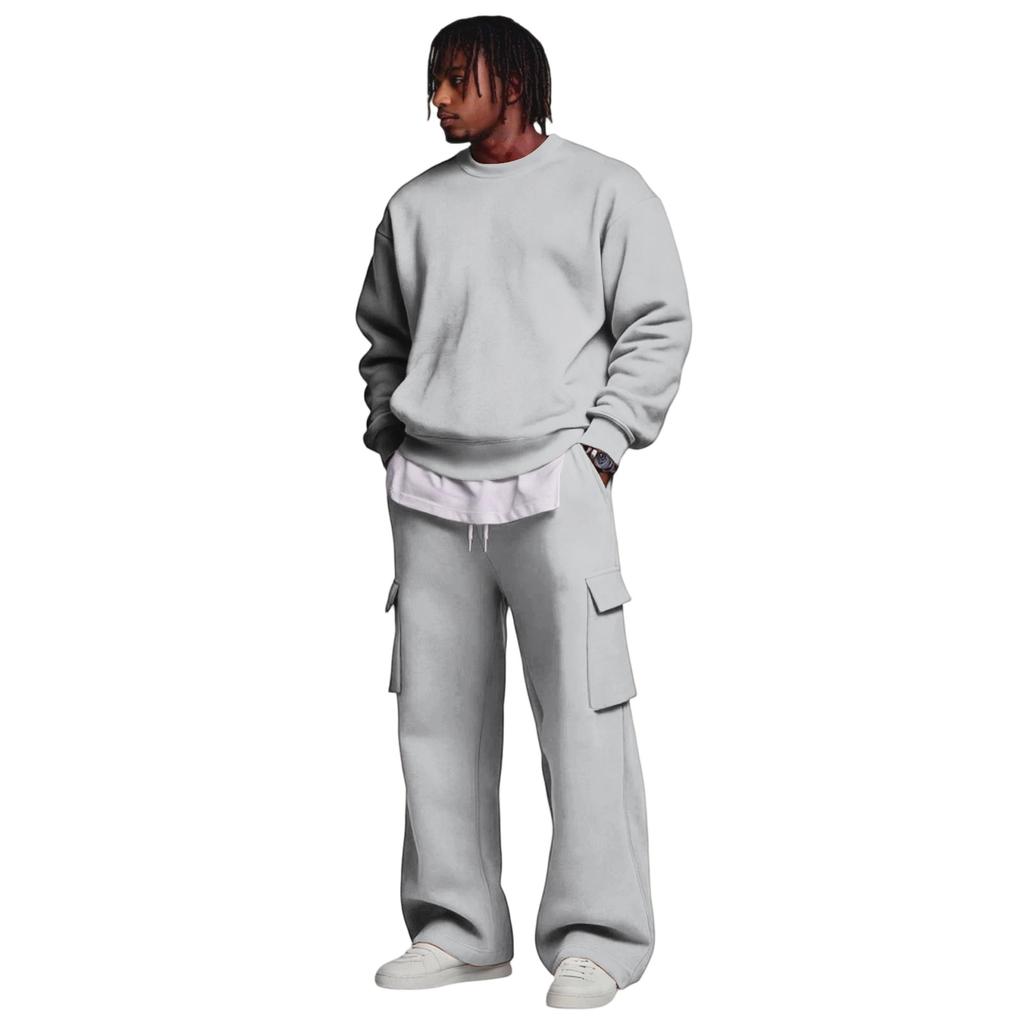 Herren Layer Sweatshirt und Cargohosen Set mit elastischem Bund