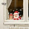 Holiday Glass Decals Christmas Santa Cat Window Sticker, Snowflake Xmas Decal, Waterproof Seasonal Pet Lover Gifts Self-Adhesive Decor for Balcony