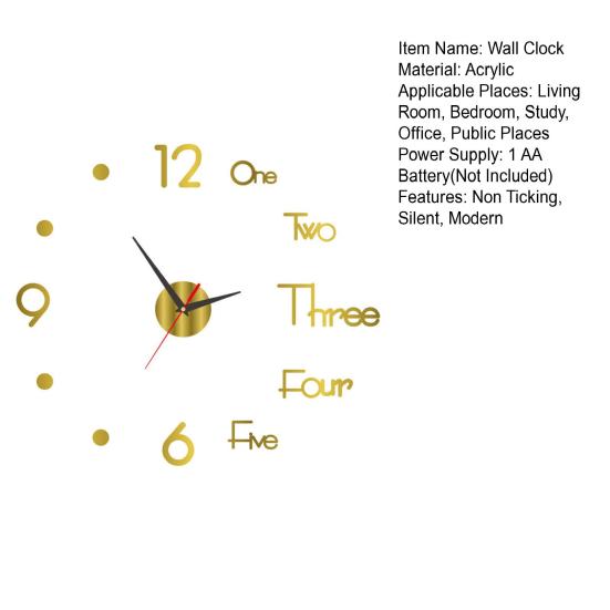 Rahmenlose Acryl 3D Wanduhr Modern Geräuschlos DIY Heim Büro Schlafzimmer Wohnzimmer Innen Digital Analog Uhr Dekoration