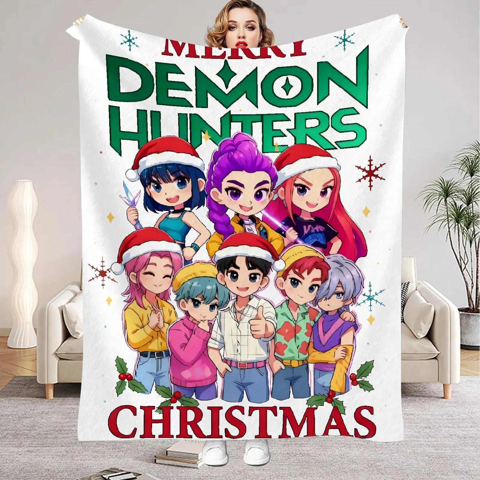 K-pop Охотник на демонов Одеяло Huntrix K-pop Индивидуальное одеяло K-pop Охотники на демонов Рождественский подарок для детей Семьи Рождественское украшение 75x100cm Baby Size