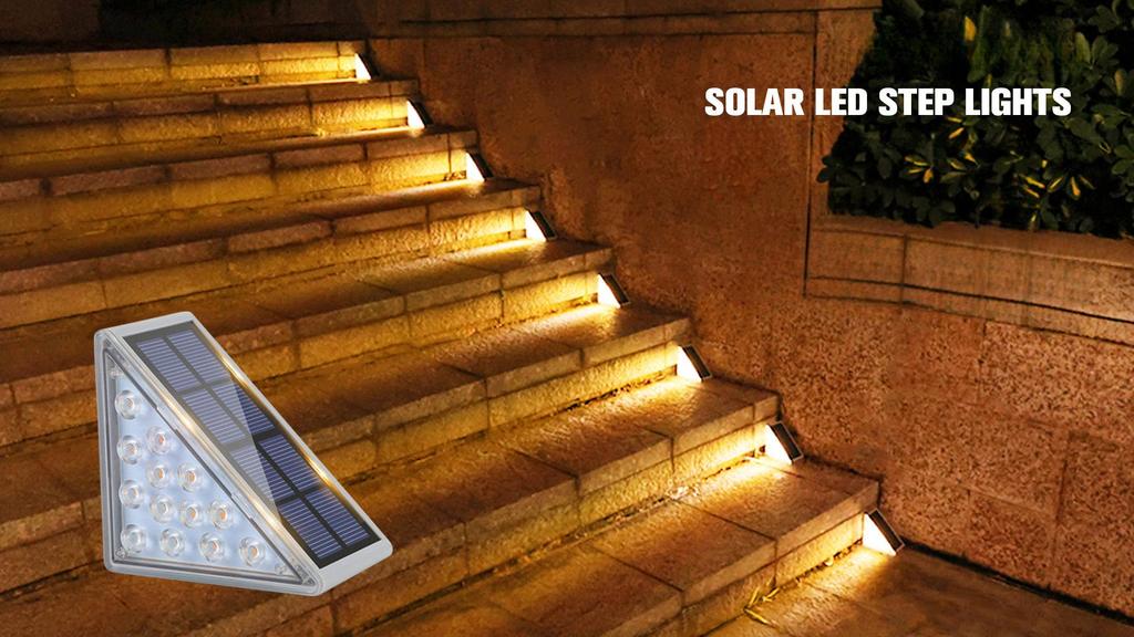 Waterproof Solar Step Lights for Outdoor Decks, Porches, Patios, and Garden Pathways