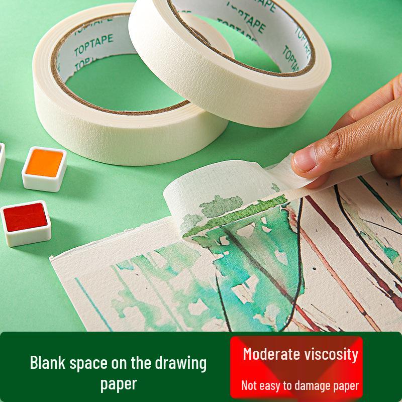 White High-Adhesion Washi Art Tape: Hand-Tearable, Water-Based Masking Tape for Student Drawings