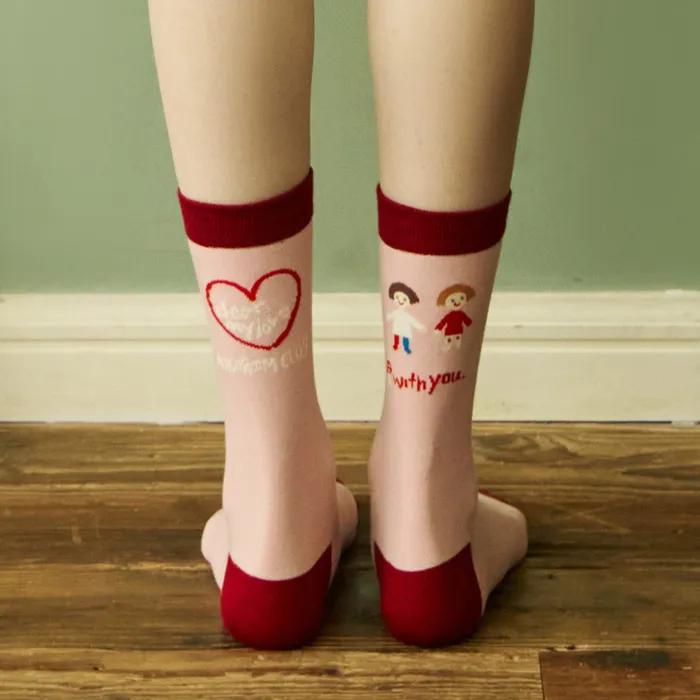 [Banana Sisters X OKTINA] With You Back Point Color Block Odd Socks 3 Colors