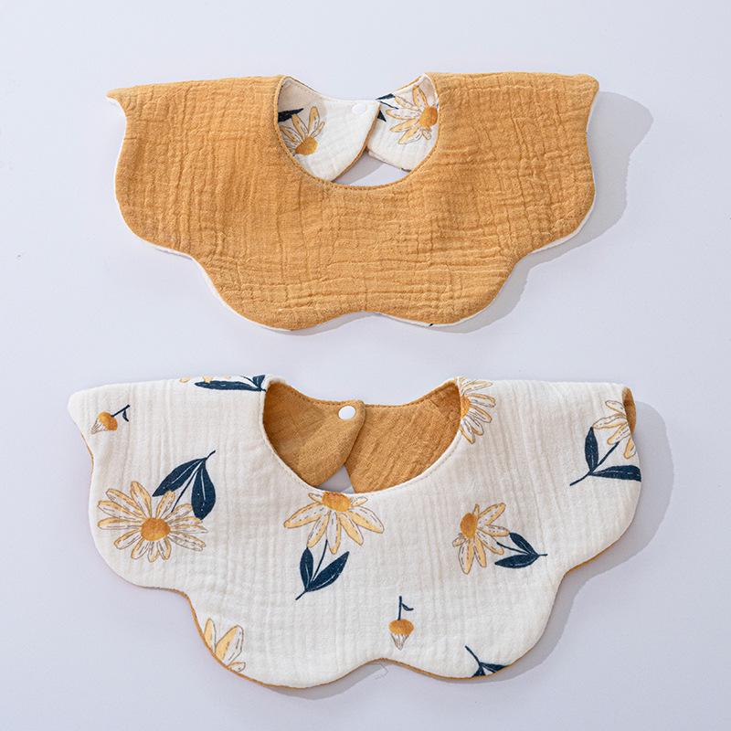 Double-Sided Waterproof Cotton Baby Bib - 360° Rotating, Breathable Gauze Saliva Towel