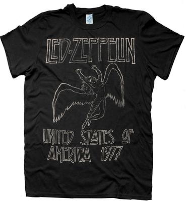 Led Zeppelin T Shirt USA 77 Icarus Black New Official