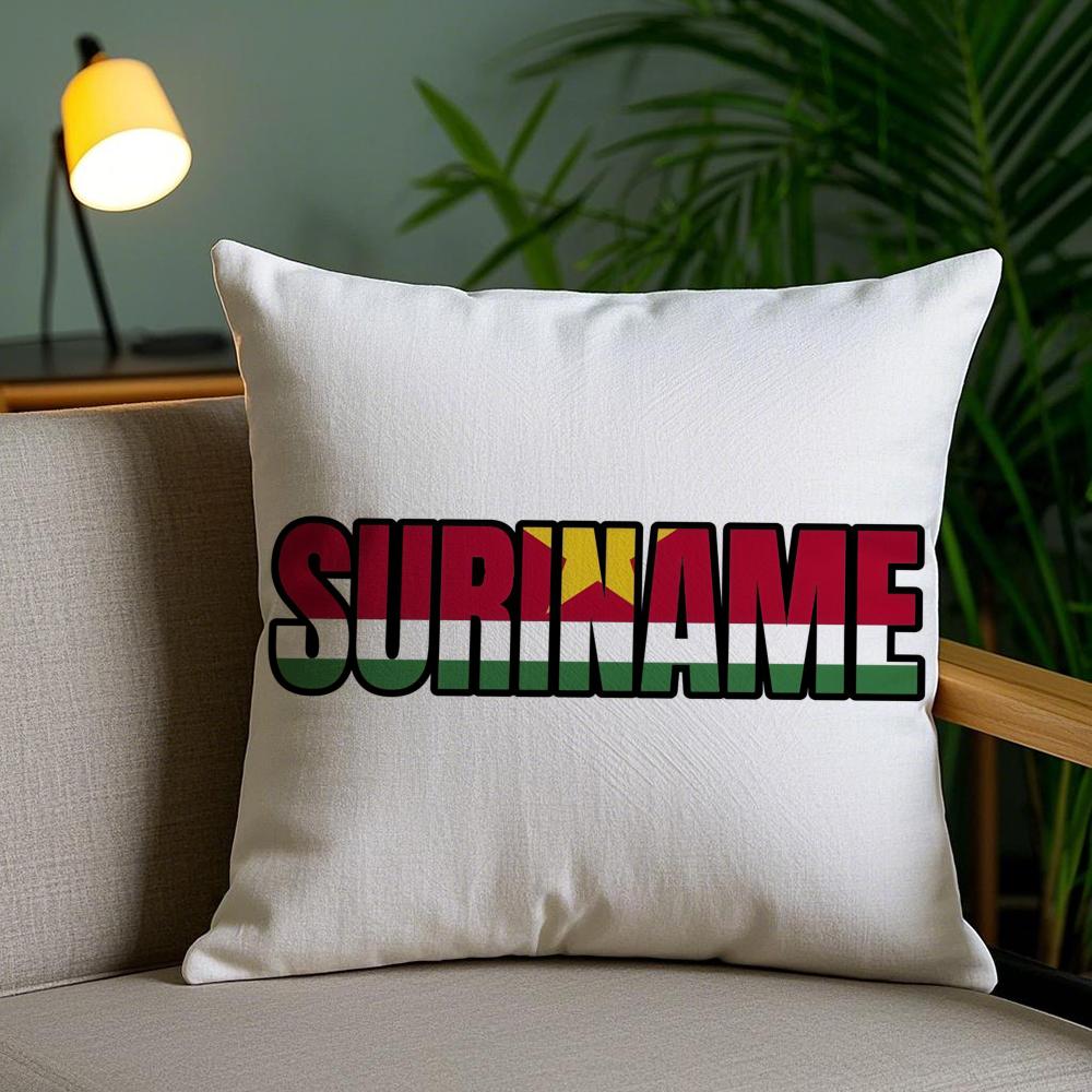 Suriname Flag Cushion Cover Soft Short Plush Double-Sided Printing Home Decor Machine Washable Pillow Case Gift