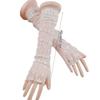 Fashion for Butterfly Decor Gloves Elastic Bridal Etiquette Long Sleeve Gloves See Through Black White Color Fishnet Glo