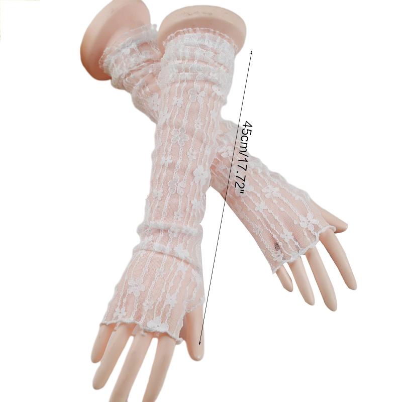 Fashion for Butterfly Decor Gloves Elastic Bridal Etiquette Long Sleeve Gloves See Through Black White Color Fishnet Glo