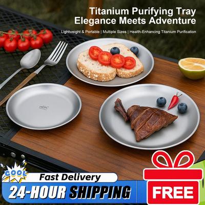 1-3PCS Titanium Purification Plate Portable Tableware   Proof Backcountry Dinnerware Stackable Camping Tray Camping Supplies