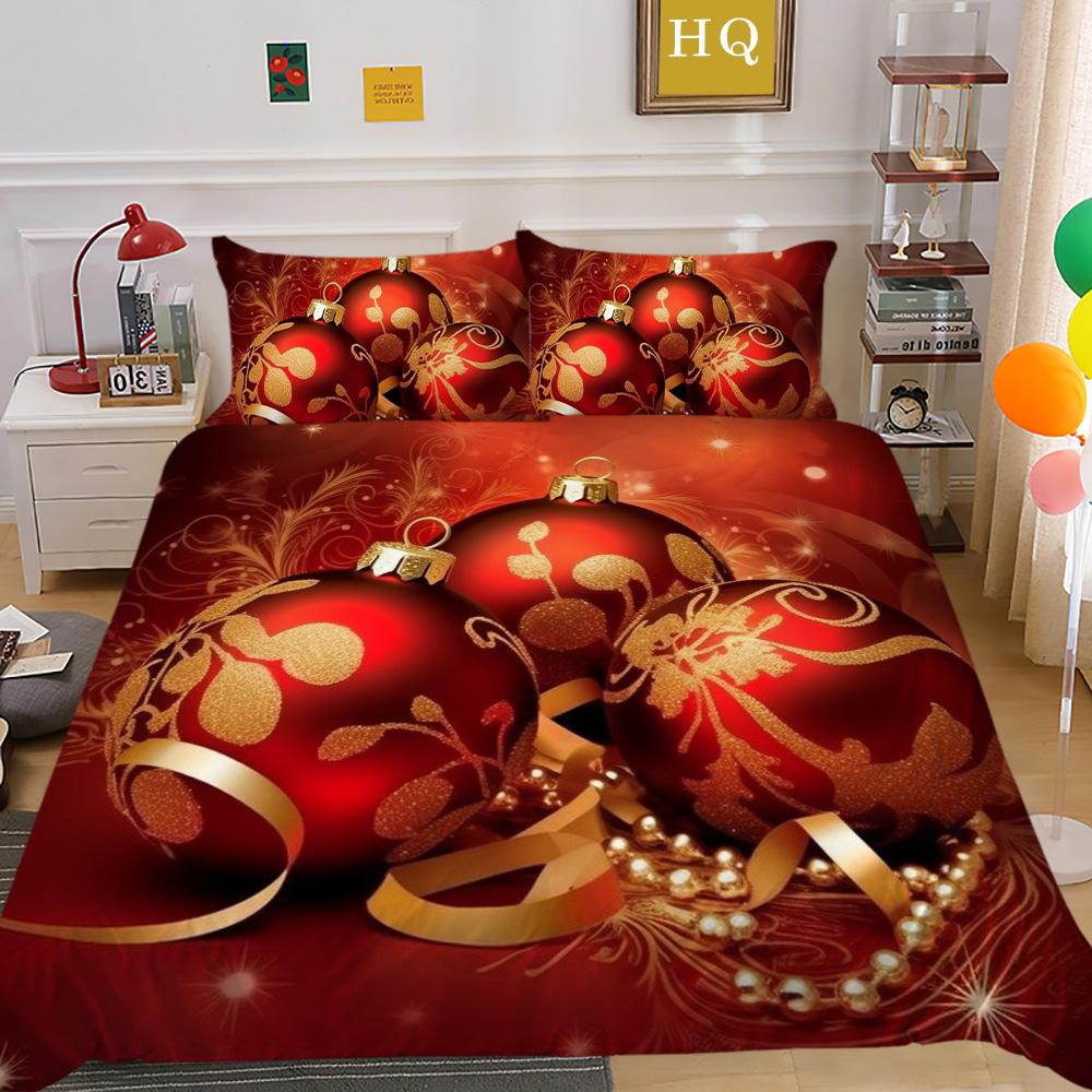 Świąteczny Nadruk Cyfrowy Druk 3D Poliestrowa Poszewka na Poduszkę Poszwa na Kołdrę Dostępny Zestaw Dwu- lub Trzyczęściowy