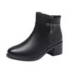 Red Dragonfly Women's High-Heeled Mid-Calf Winter Boots - Genuine Leather with Warm Velvet Lining