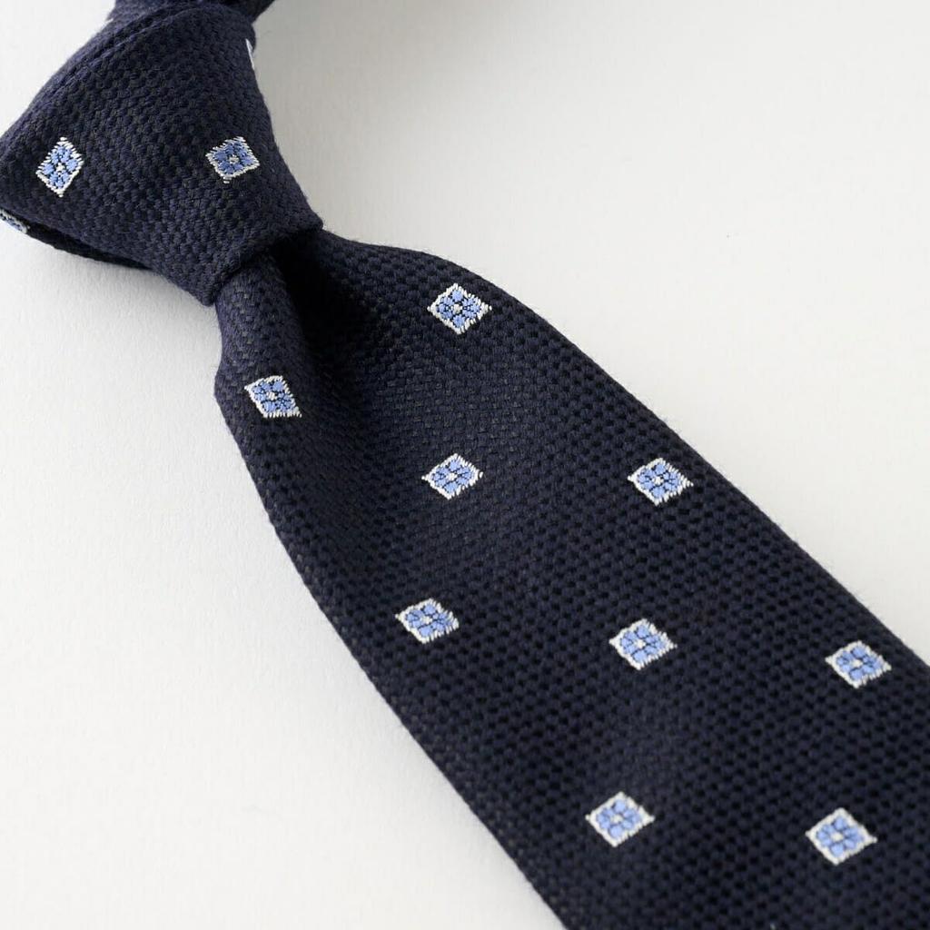 [Ojie] Men's Necktie, Wool Tie, Silk Blend, Made in Japan, Small Pattern, NW-A-012-NAVYBLUE