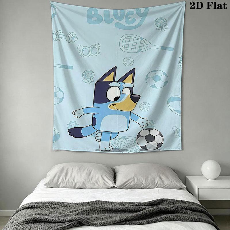 Bluey Animation Wall Hanging Printed Fabric Blanket Decorative Tapestries for Bedroom Living Room Home Decor