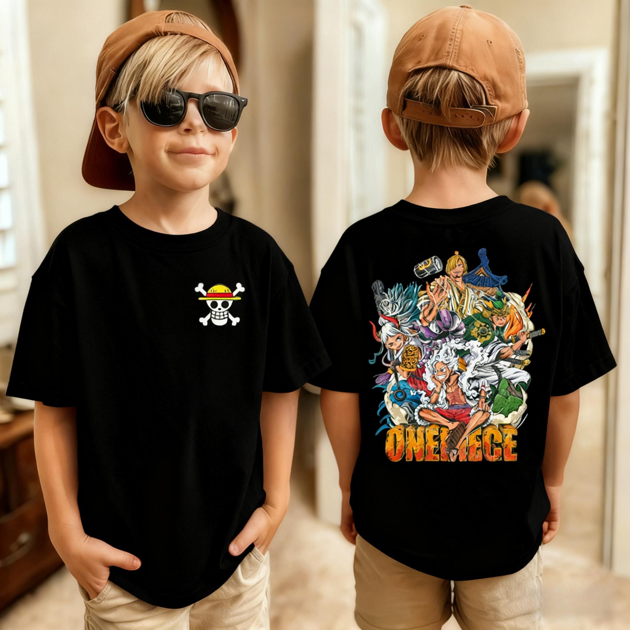 T-shirt da uomo stampata anime giapponese One Piece Roronoa Zoro Ragazzo Bambini Harajuku Manica Corta Bambini Luffy T-shirt Abbigliamento 160