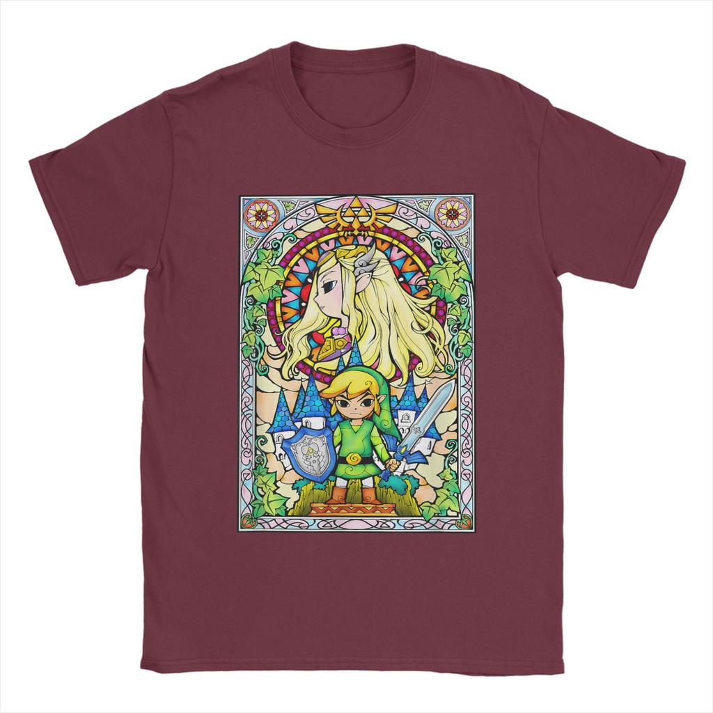 Zeldas Wind Waker Stained Glass T Shirt for Unisex 100 Cotton Funny TShirt Round Collar  Tee Shirt Short Sleeve Tops Classic
