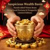 Wealth Attracting Pure Brass Cornucopia Polished Auspicious Baifu Rice Cylinder Desktop Ornament 95mm Feng Shui Bowl Office Desk