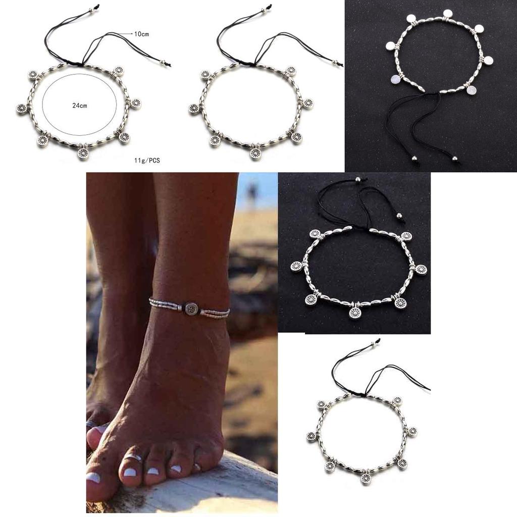 Classic Retro Barefoot Ankle Bracelet With Timeless Flower Design For Yoga
