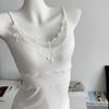 Elegant White V-Neck Lace Camisole with Chest Pad for Women