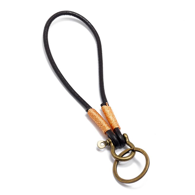 New Arrivals Retro Handmade Cowhide Rope Car Keychain Horseshoe Buckle Bag Small Pendant Key Chains Fashion Best Friend Gift