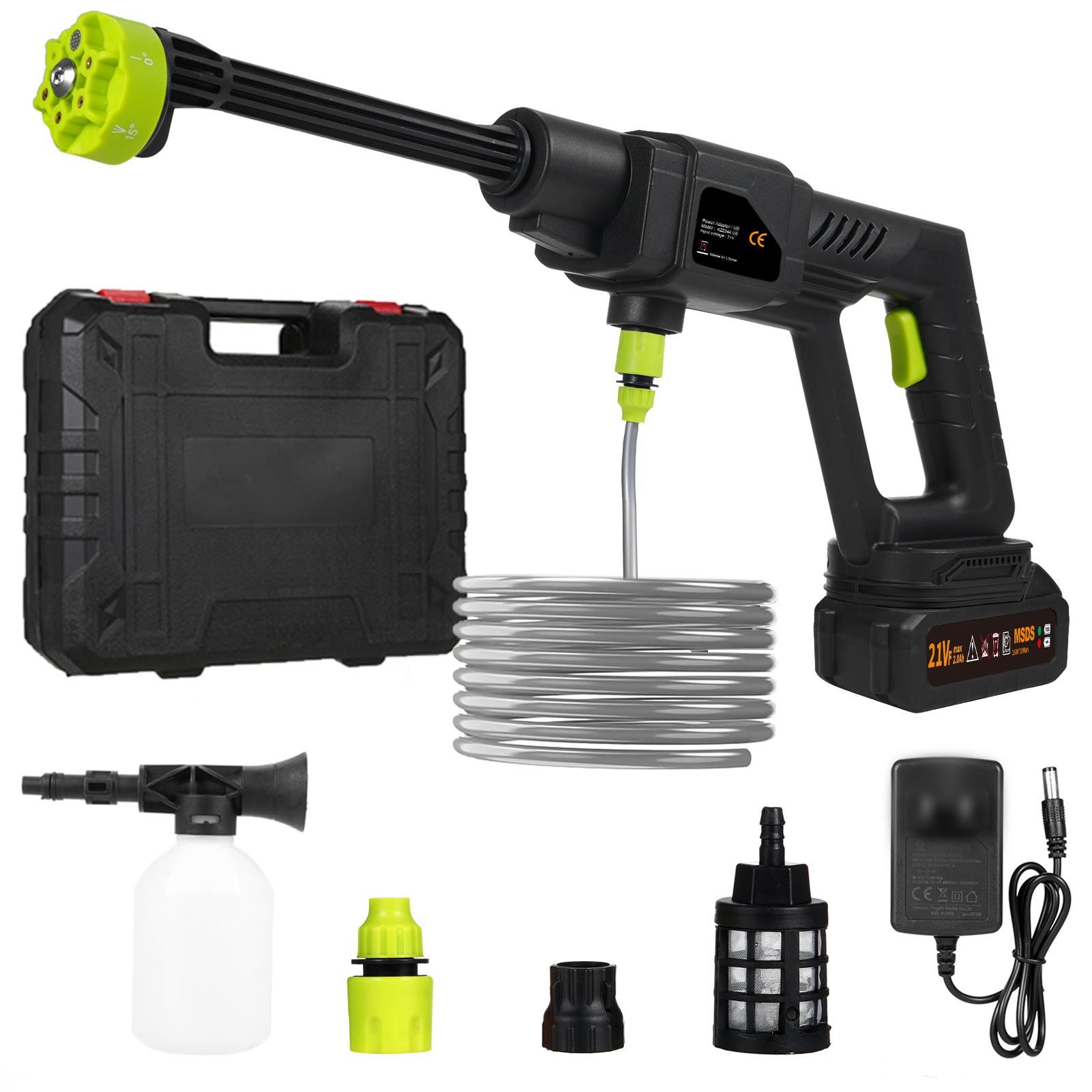 

Ручная мойка высокого давления Портативный мощный пистолет для мойки автомобилей 21 В с перезаряжаемой батареей 1500*10 мАч EU-1 battery