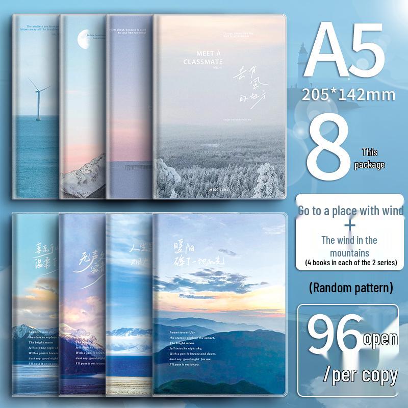 High-Value A5 Notebook: Thickened B5 Plastic Cover, INS Style, Lay-Flat, Lined for Student Use.