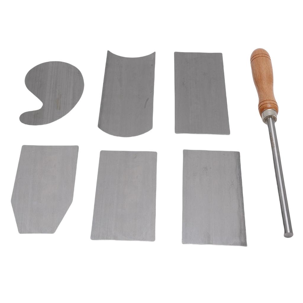 6PCS Multi Shaped Card Scraper Set Manganese Steel Cabinet Scraper Cards with Burnisher for Woodworking Project