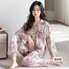 Pajamas women's spring and autumn 1011 new cotton long-sleeved cardigan can be worn outside autumn high-end large-size loungewear