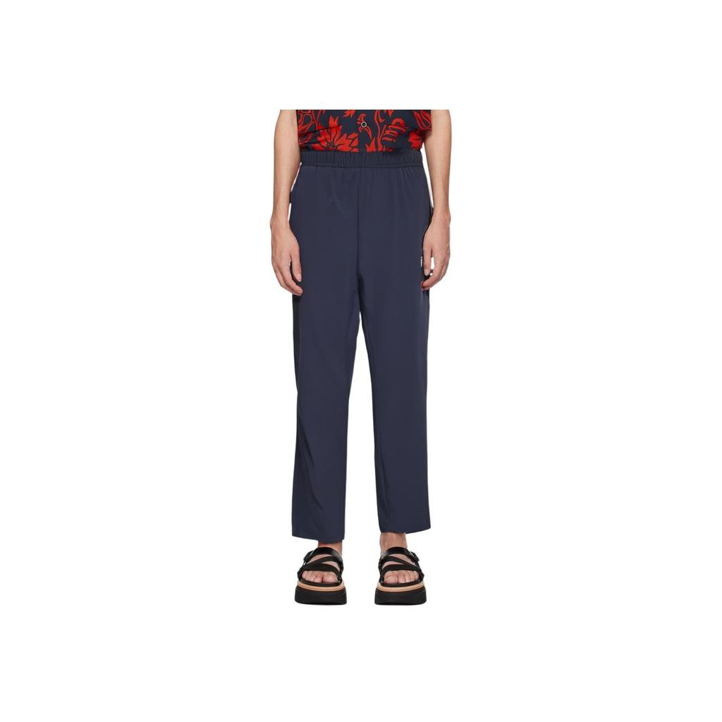 Fila Solid Color Elastic Waist Mid Rise Stretch Casual Pants Men Bottoms Dark-Blue A11M421605ANV