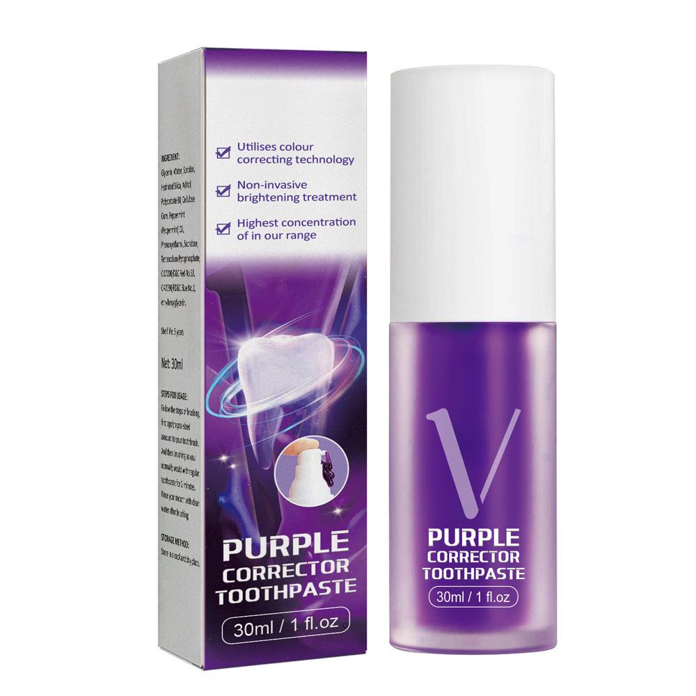 Whitening Toothpaste Purple Corrector Reduce Yellowing Remove Tooth Stain Clean Oral Hygiene Fresh Breath Teeth Bleaching Mousse
